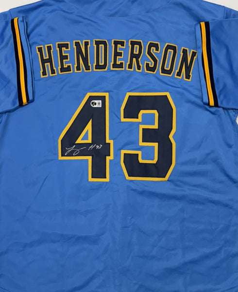 LOGAN HENDERSON Signed Custom Replica Alternate Brewers Jersey AUTO - BAS