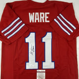 Autographed/Signed ANDRE WARE 89 Heisman Houston Red Jersey JSA COA Auto