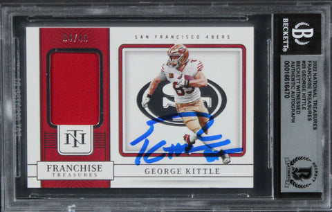 49ers George Kittle Signed 2022 Natl Treasures FT #25 4/49 Card Auto 10 BAS Slab
