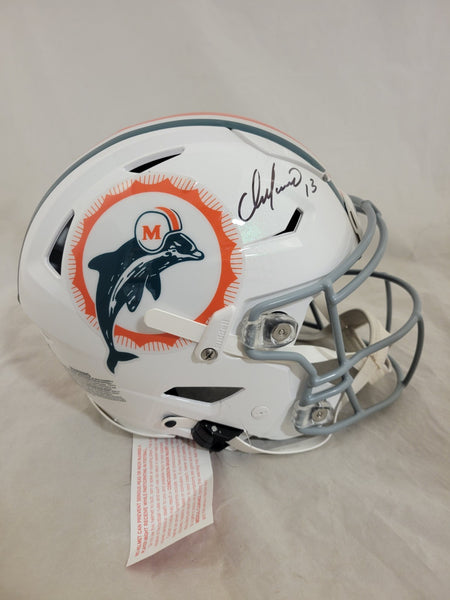 DAN MARINO SIGNED MIAMI DOLPHINS F/S THROWBACK SPEEDFLEX HELMET BECKETT QR