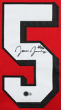 Jauan Jennings Authentic Signed Red Pro Style Framed Jersey w/ Dropshadow BAS