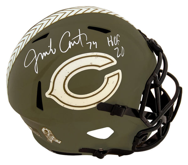Jim Covert Signed Bears SALUTE Riddell F/S Speed Rep Helmet w/HOF'20 - (SS COA)