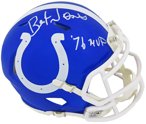 Bert Jones Signed Colts Blue FLASH Riddell Mini Helmet w/76 MVP - (SCHWARTZ COA)
