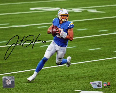Justin Herbert Signed LA Chargers Looking To Pass 8x10 Photo - (Fanatics COA)