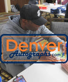 Deion Sanders Autographed Atlanta Falcons Goal Line Art Card Blue HOF 36543