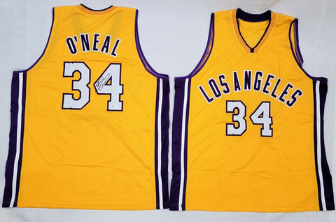 Shaquille O'Neal Autographed Los Angeles Lakers Gold Custom Jersey Beckett