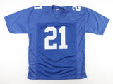 Tiki Barber Signed New York Giant Photo Jersey (Steiner) 3xPro Bowl RB 2004-2006
