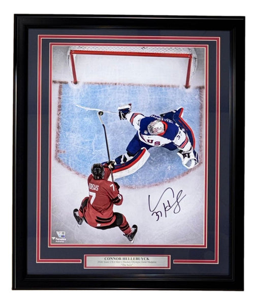 Connor Hellebyuck Signed Framed 16x20 USA 2026 Olympic Gold Photo Fanatics