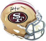 FRANK GORE AUTOGRAPHED 49ERS GOLD SPEED MINI HELMET BECKETT WITNESS 221166