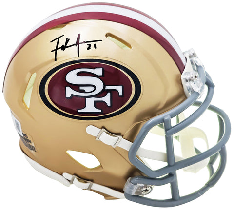 FRANK GORE AUTOGRAPHED 49ERS GOLD SPEED MINI HELMET BECKETT WITNESS 221166