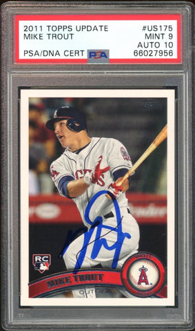 2011 Topps Update #US175 Mike Trout RC Rookie On Card PSA 9/10 Auto GEM MINT