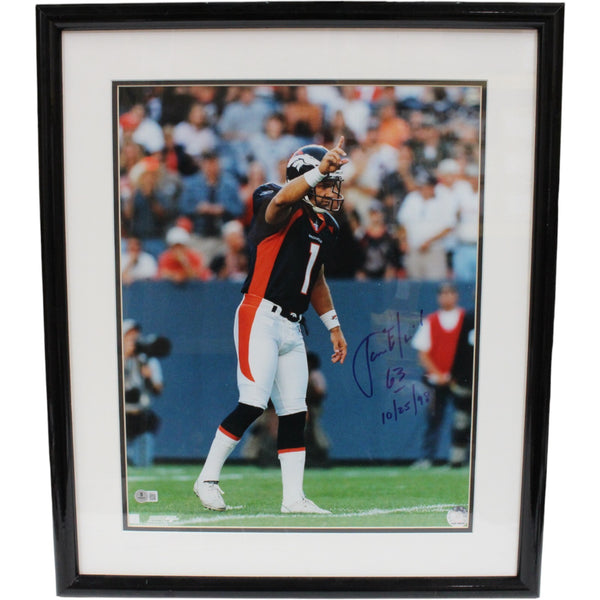 Jason Elam Autographed Denver Broncos Framed 16x20 Photo Insc. Beckett 51343