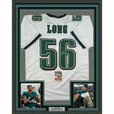 FRAMED Autographed/Signed CHRIS LONG 33x42 Philadelphia White Jersey JSA COA
