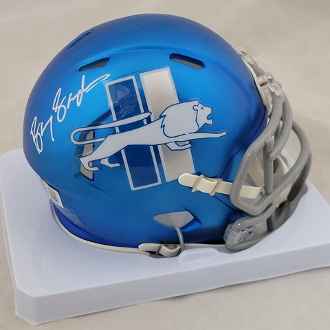 BARRY SANDERS SIGNED DETROIT LIONS ALTERNATE SPEED MINI HELMET BECKETT QR