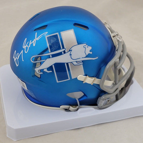 BARRY SANDERS SIGNED DETROIT LIONS ALTERNATE SPEED MINI HELMET BECKETT QR