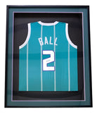 Lamelo Ball Charlotte Signed Framed Blue Pro Style Basketball Jersey JSA