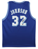 Magic Johnson Authentic Signed Blue Throwback Pro Style Jersey BAS Witnessed