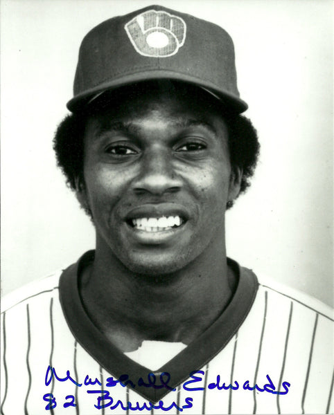 Milwaukee Brewers MARSHALL EDWARDS Signed 8x10 Photo #2 AUTO 1982 World Series