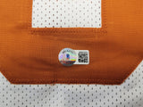 TEXAS LONGHORNS QUINN EWERS AUTOGRAPHED WHITE JERSEY BECKETT BAS QR 201710