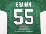 EAGLES BRANDON GRAHAM AUTOGRAPHED KELLY GREEN SUPER BOWL STATS JERSEY BECKETT