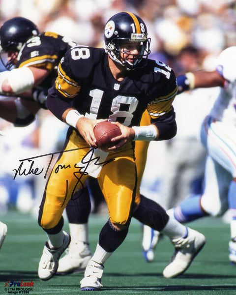 Mike Tomczak Signed Pittsburgh Steelers Black Jersey Action 8x10 Photo -(SS COA)