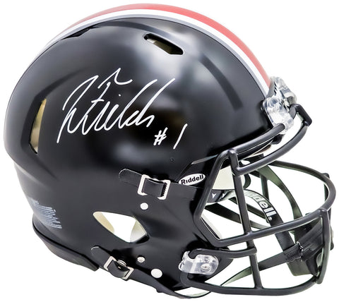 JUSTIN FIELDS AUTOGRAPHED OHIO STATE ALT FULL SIZE AUTHENTIC HELMET BECKETT