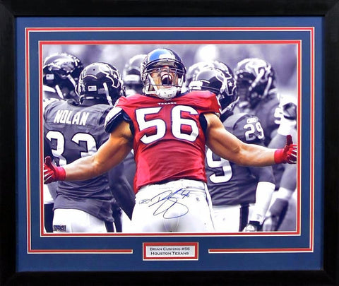 BRIAN CUSHING AUTOGRAPHED HOUSTON TEXANS 16x20 FRAMED PHOTO COA