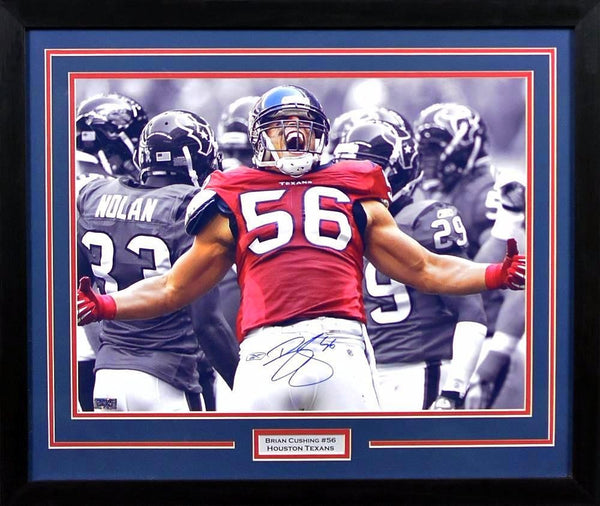 BRIAN CUSHING AUTOGRAPHED HOUSTON TEXANS 16x20 FRAMED PHOTO COA