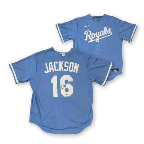 Bo Jackson Autographed Kansas City Royals Nike Powder Blue Jersey Beckett COA