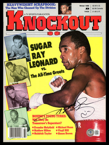 Sugar Ray Leonard Autographed Signed KO Magazine Beckett BAS QR #BH26951