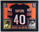 Gale Sayers Signed Bears 35"x43" Framed Jersey (PSA COA) 1965 NFL ROY / HOF 1977