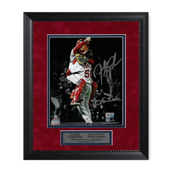 Jason Varitek & Jonathan Papelbon Signed Autographed 8x10 Photo Framed to 11x14