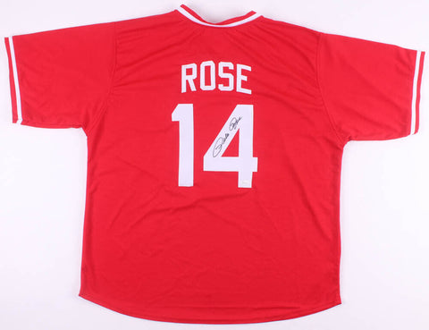 Pete Rose Signed Cincinnati Reds Red Jersey (JSA COA) All Time Hits King w/ 4256