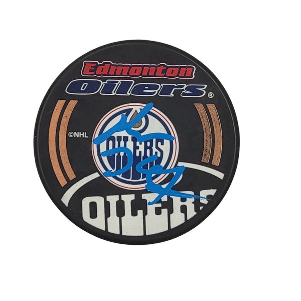 Wayne Gretzky Autographed Edmonton Oilers Logo Hockey Puck Beckett #2
