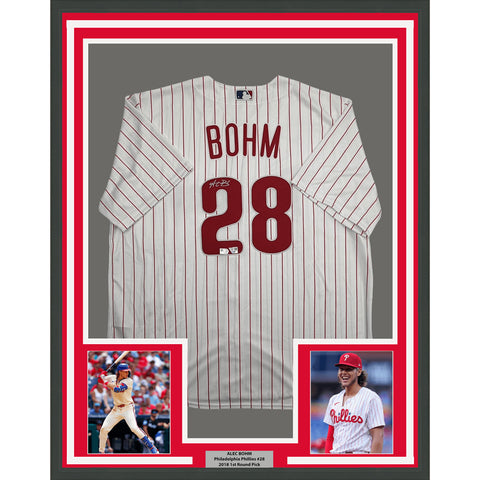 Framed Signed Alec Bohm 35x39 Phillies Authentic Jersey Fanatics & MLB COA