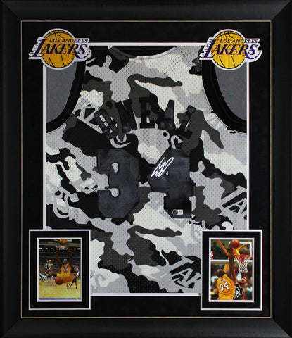Lakers Shaquille O'Neal Signed Alt Camo M&N 96-97 HWC Swingman Framed Jersey BAS