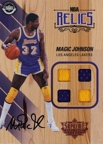 Lakers Magic Johnson Signed 5x7 Upper Deck Supreme Hard Court Card BAS #1W091778