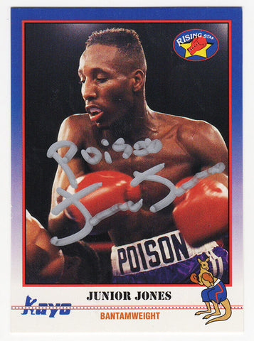 Junior Jones Signed 1991 Kayo Boxing Trading Card #231 w/Poison - (SCHWARTZ COA)