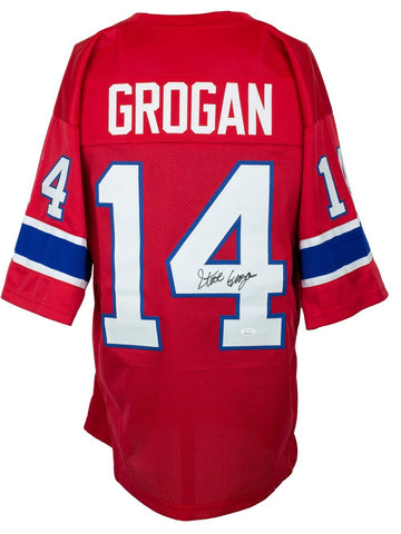Steve Grogan Signed New England Patriots Jersey (JSA COA) Pats Q.B. 1975-1990