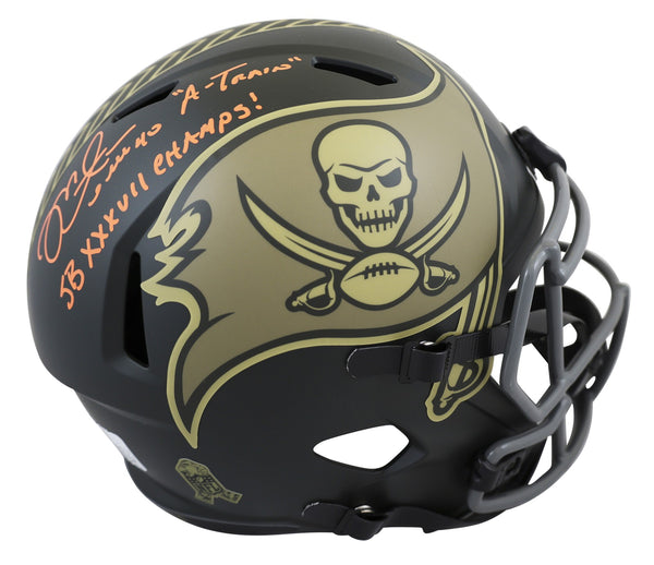 Buccaneers Mike Alstott "2x Insc" Signed STS IV Full Size Speed Rep Helmet BAS W