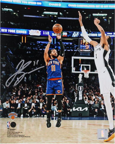 Jalen Brunson New York Knicks Signed 8x10 Shooting vs. Victor Wembanyama Photo