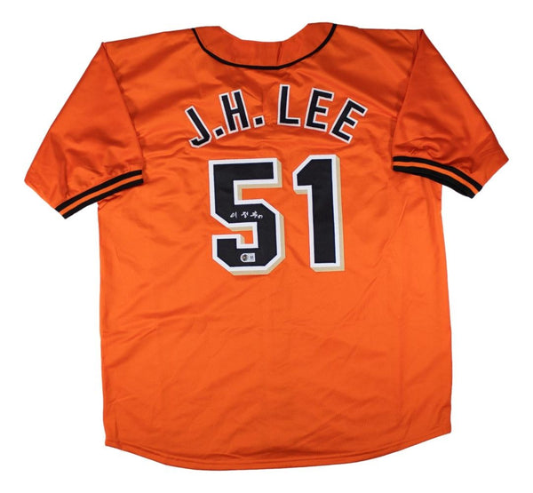 Jung-Hoo Lee San Francisco Signed in Korean Orange Baseball Jersey BAS
