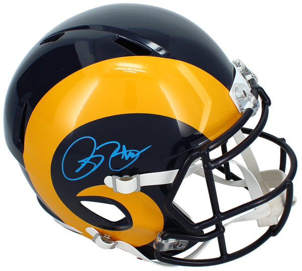 Isaac Bruce Autographed Rams 1981-99 Throwback Speed Full Size Helmet Beckett