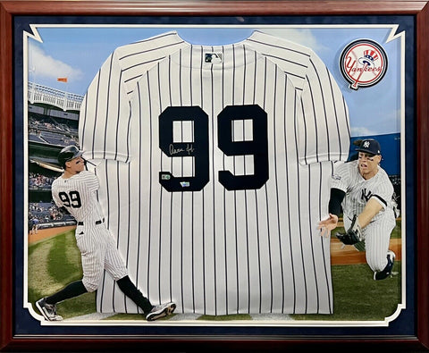 Aaron Judge Signed New York Yankees Jersey 3D Framed Mint Auto Fanatics MLB