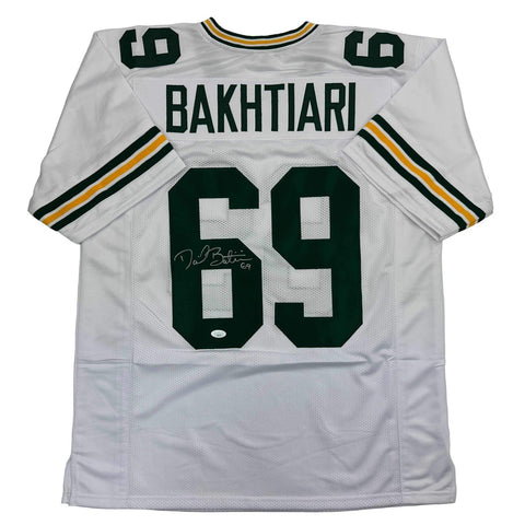 Autographed/Signed David Bakhtiari Green Bay White Football Jersey JSA COA