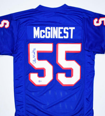Willie Mcginest Autographed Blue Pro Style Jersey- Beckett Hologram *Black