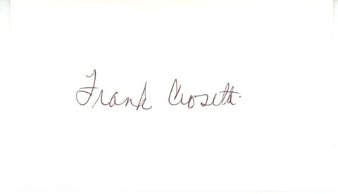 Frank Crosetti Autographed/Signed New York Yankees Index Card Beckett 56542