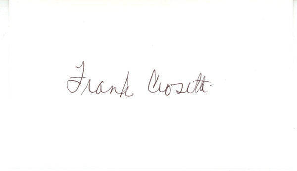 Frank Crosetti Autographed/Signed New York Yankees Index Card Beckett 56542