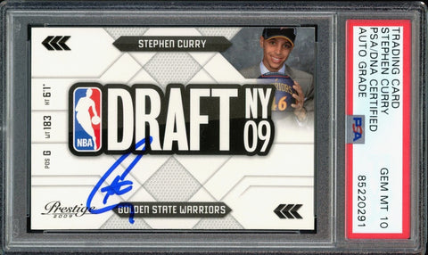 2009 Panini Prestige Draft #7 Stephen Curry RC On Card PSA/DNA Auto GEM MINT 10