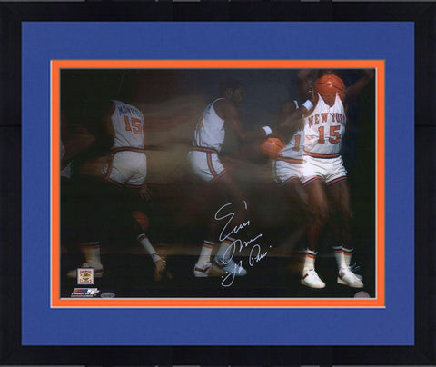 Framed Earl Monroe New York Knicks Signed 16x20 Exposure Photo